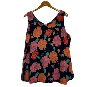 Chico's 2 (12/14) Reversible Tank Top Floral Geometric Bold Versatile Colorful